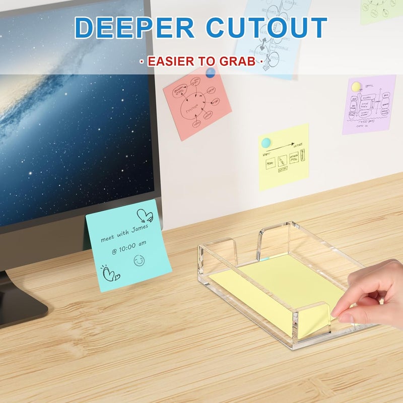 WINFFOR Acrylic Notepad Holder Dispenser - 4x6 in Sticky Note Memo Holder Self-Stick Note Pad Organizer (W/O Pads) Office Desk Accessories School Supplies, Crystal Clear - Image 4